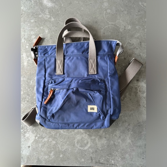 ORI Handbags - ORI London Bag Small Backpack Blue w/ Gray Straps